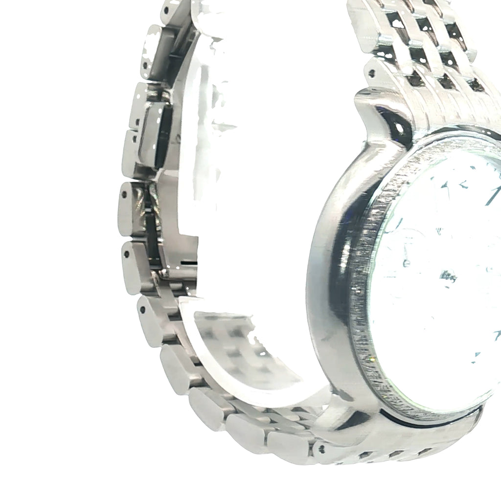 Pre-Owned Michele Fluette Diamond Bezel Chronograph Stainless Steel Woman Watch