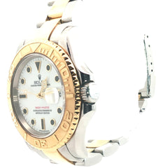 Pre-Owned Two Tone Yacht Master Midsize Rolex Watch /Stainless Steel and 18k Yellow Gold / Date / White Dial / 31mm