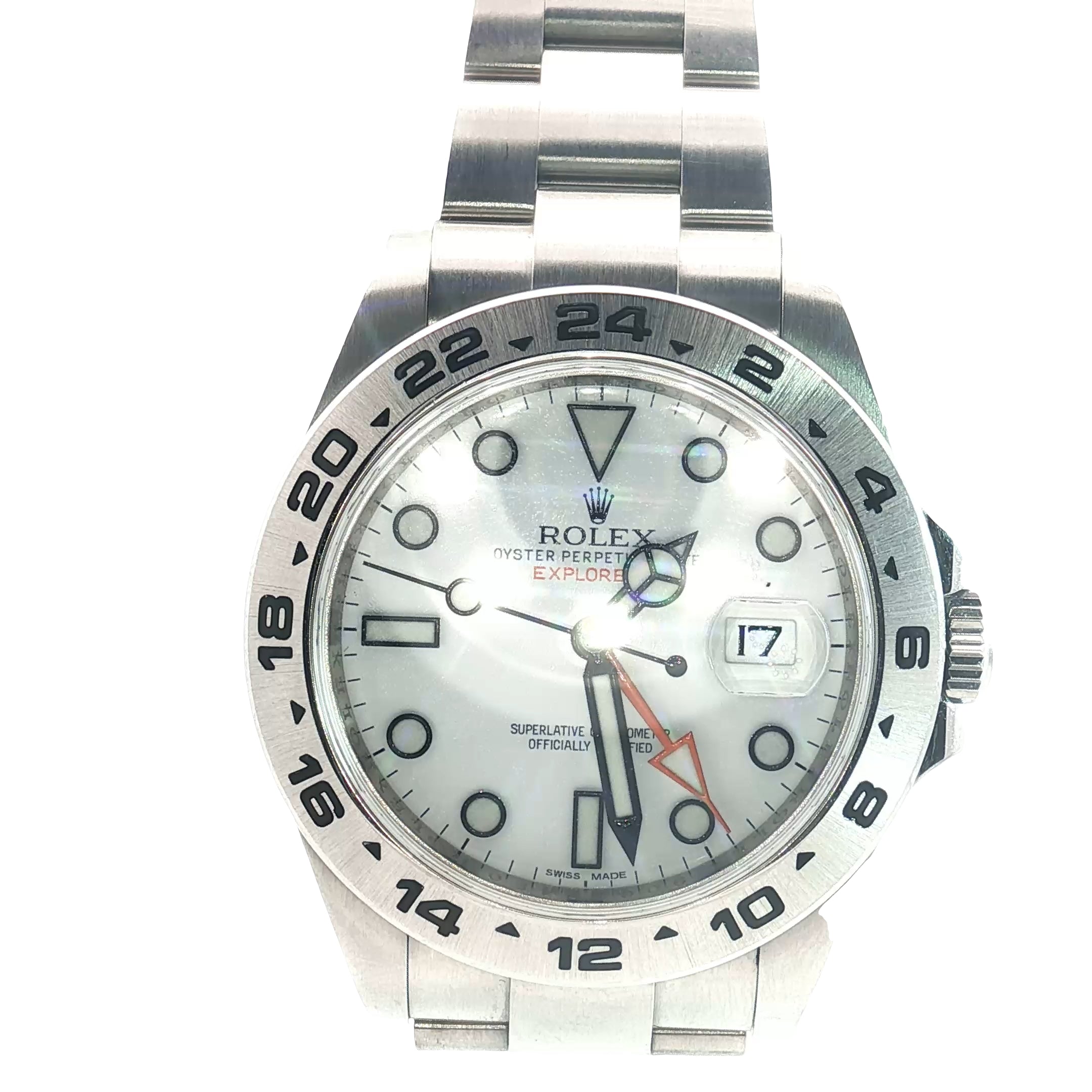 Pre-Owned Explorer White Polar Dial Rolex Watch /Oyster Band / 42mm /Stainless Steel/ White Dial / Automatic Movement Ref#216570