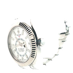 Pre-Owned Sky-Dweller White Rolex Watch/ Stainless Steel/ Date/ White Dial/ 42mm