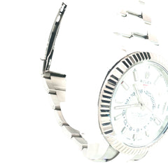 Pre-Owned Sky-Dweller White Rolex Watch/ Stainless Steel/ Date/ White Dial/ 42mm