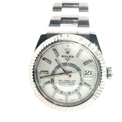 Pre-Owned Sky-Dweller White Rolex Watch/ Stainless Steel/ Date/ White Dial/ 42mm