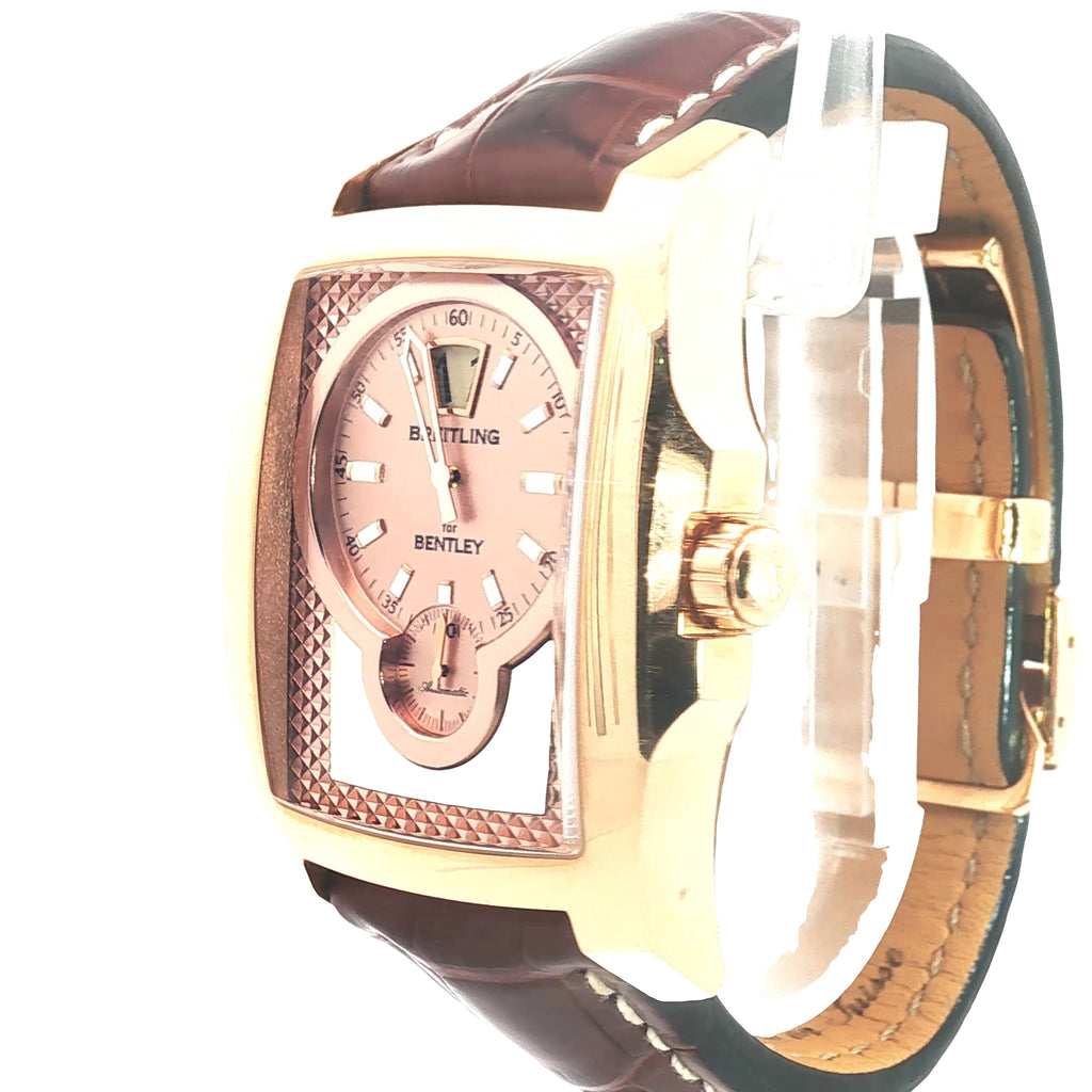 Pre-Owned Breitling Bentley Flying Bee Watch /Brown Leather Strap/ Date / Rose Gold Case