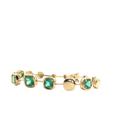 18k Yellow Gold 5.50ct Cushion Emerald Graduated Bracelet