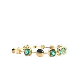 18k Yellow Gold 5.50ct Cushion Emerald Graduated Bracelet