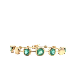 18k Yellow Gold 5.50ct Cushion Emerald Graduated Bracelet