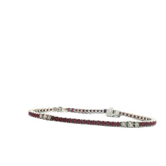 14k Yellow Gold 1.75ct G SI2 Round Diamond and Ruby Tennis Bracelet