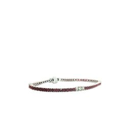 14k Yellow Gold 1.75ct G SI2 Round Diamond and Ruby Tennis Bracelet