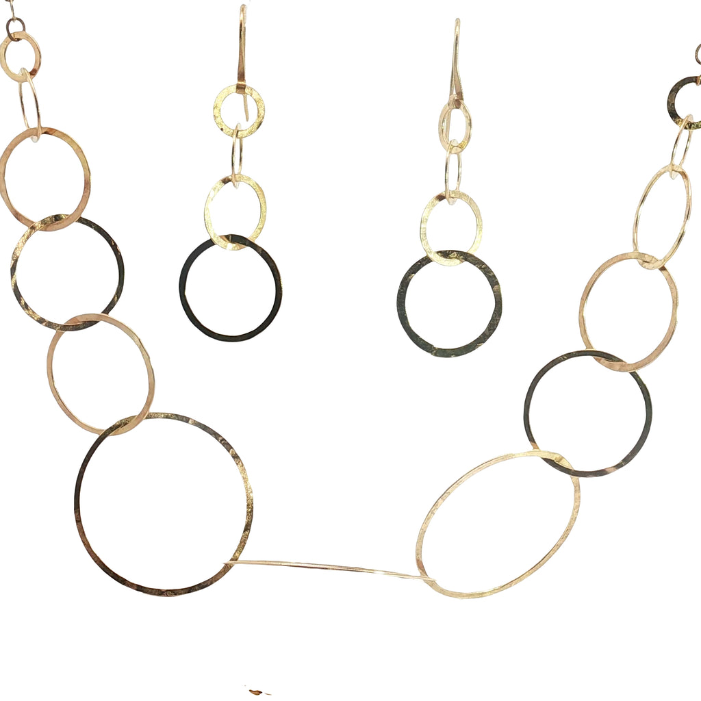 Pre-Owned 18k Yellow Gold Glow Tous Designer Necklace/ Ring Size 6.5 / Earrings Set