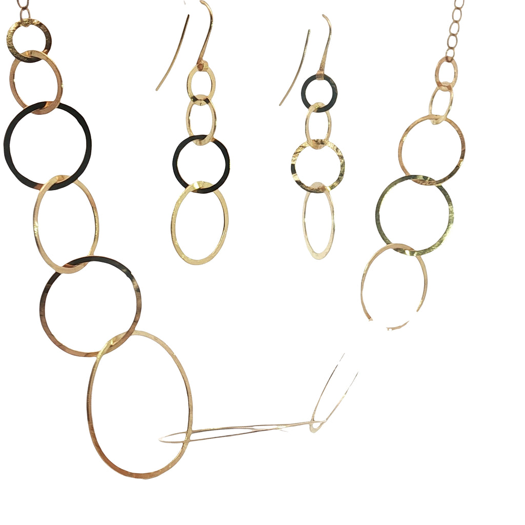 Pre-Owned 18k Yellow Gold Glow Tous Designer Necklace/ Ring Size 6.5 / Earrings Set