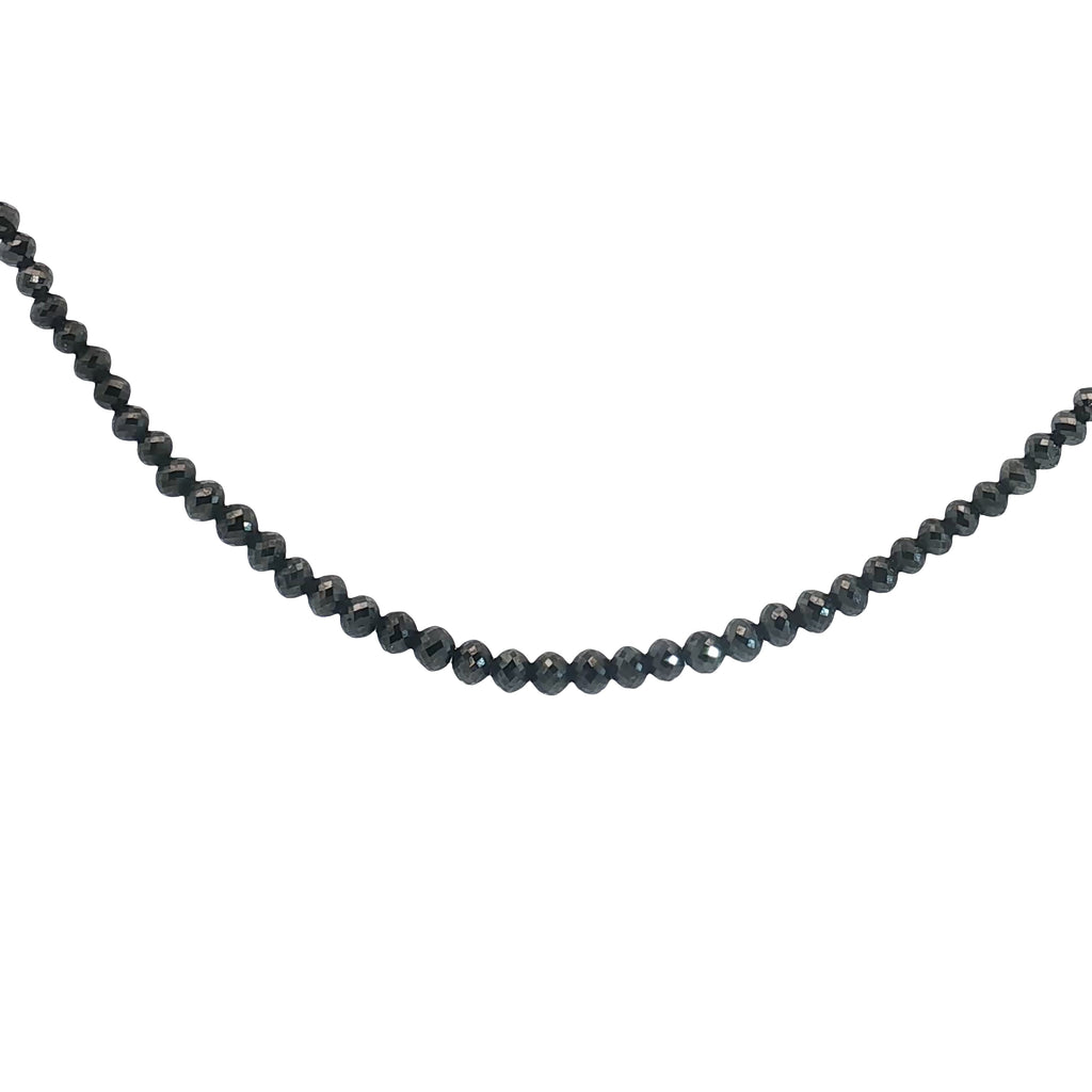 14k White Gold Black Diamond Beaded Necklace 3.5mm 18"inch