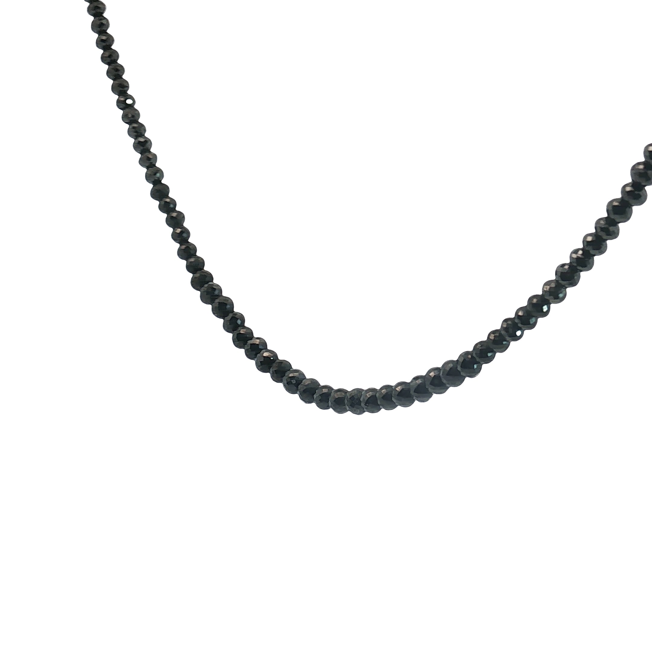 14k White Gold Black Diamond Beaded Necklace 3.5mm 18"inch