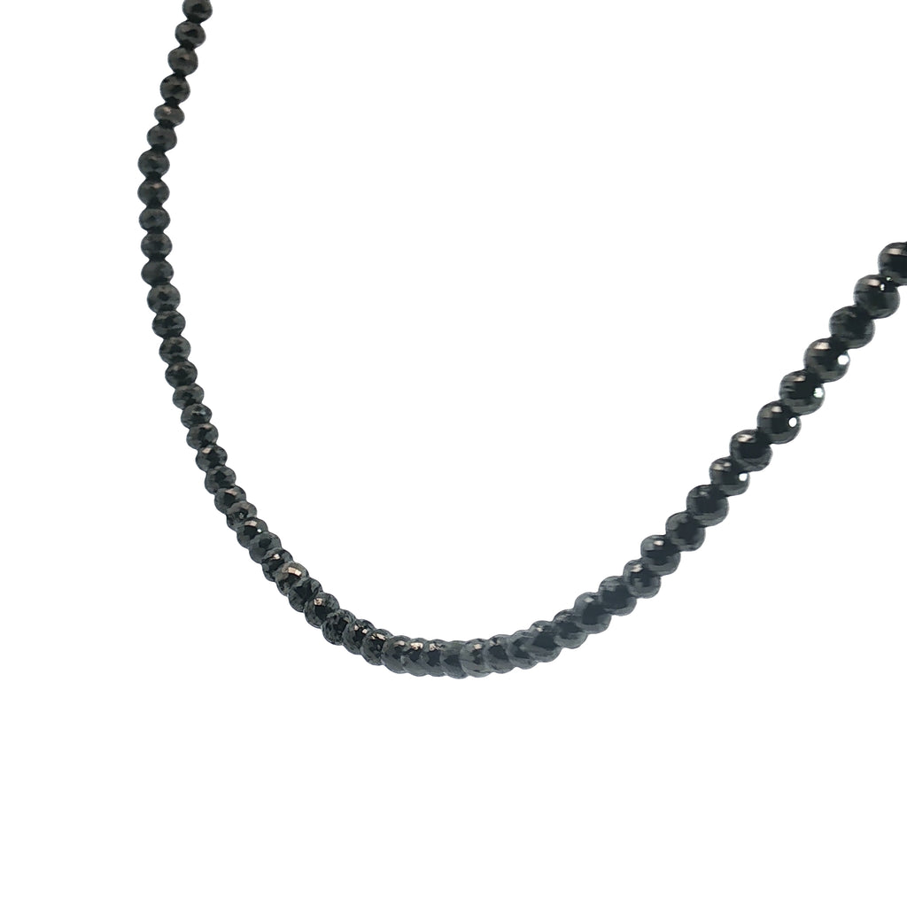 14k White Gold 82.35ct Black Beaded Necklace 4mm 24"inch