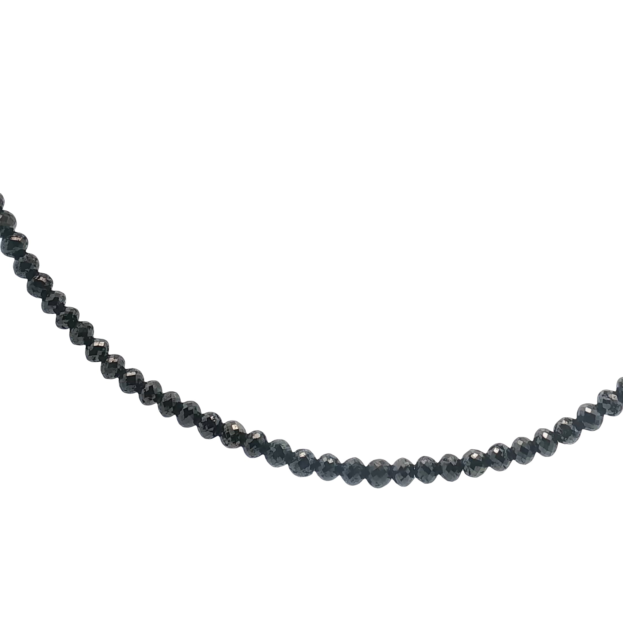 14k White Gold 82.35ct Black Beaded Necklace 4mm 24"inch
