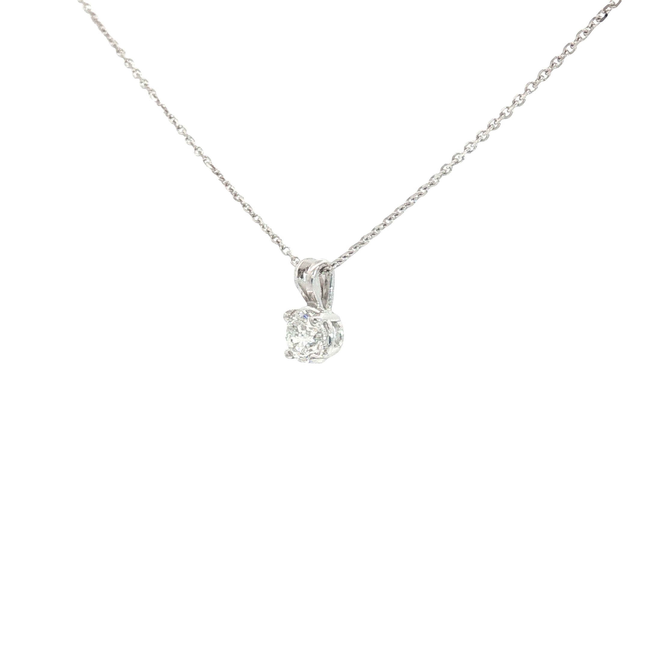 14k White Gold .70ct G SI1 Round Diamond 4 Prong Solitaire Diamond Pendant