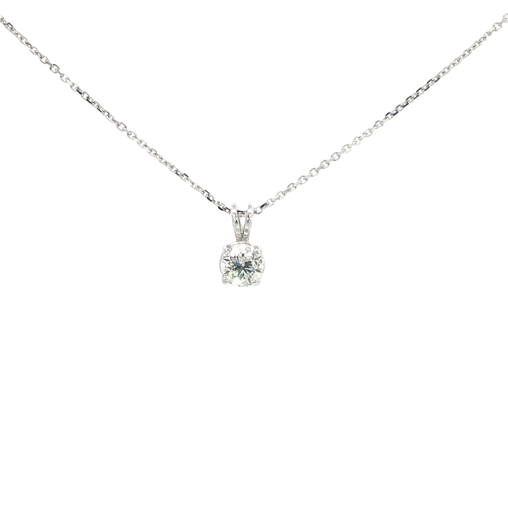 14k White Gold .70ct G SI1 Round Diamond 4 Prong Solitaire Diamond Pendant