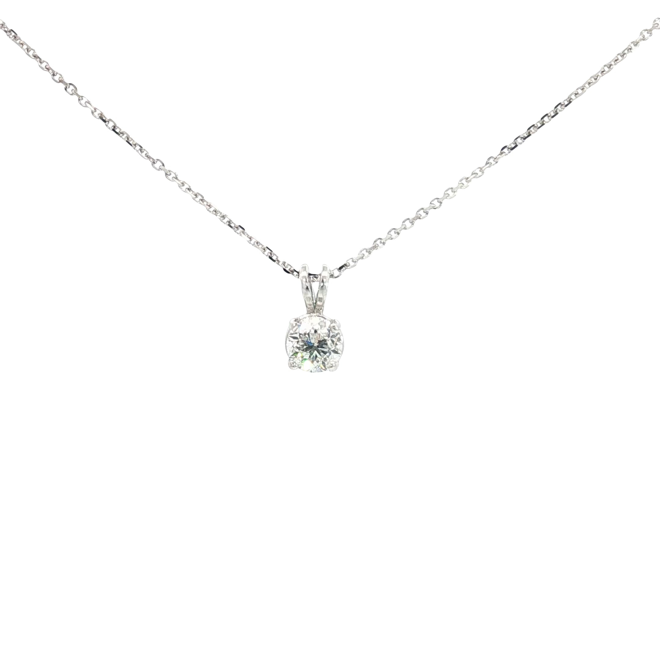 14k White Gold .70ct G SI1 Round Diamond 4 Prong Solitaire Diamond Pendant