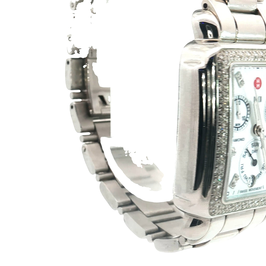 Pre-Owned Michele Deco Diamond Bezel / Diamond Mark/ Mother of Pearl Dial/ Chronograph / Analog / Quartz / 33 mm