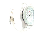 Pre-Owned Michele Jelly Bean Watch / White Rubber Band/ Silver Tone/ Tahitian