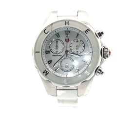 Pre-Owned Michele Jelly Bean Watch / White Rubber Band/ Silver Tone/ Tahitian