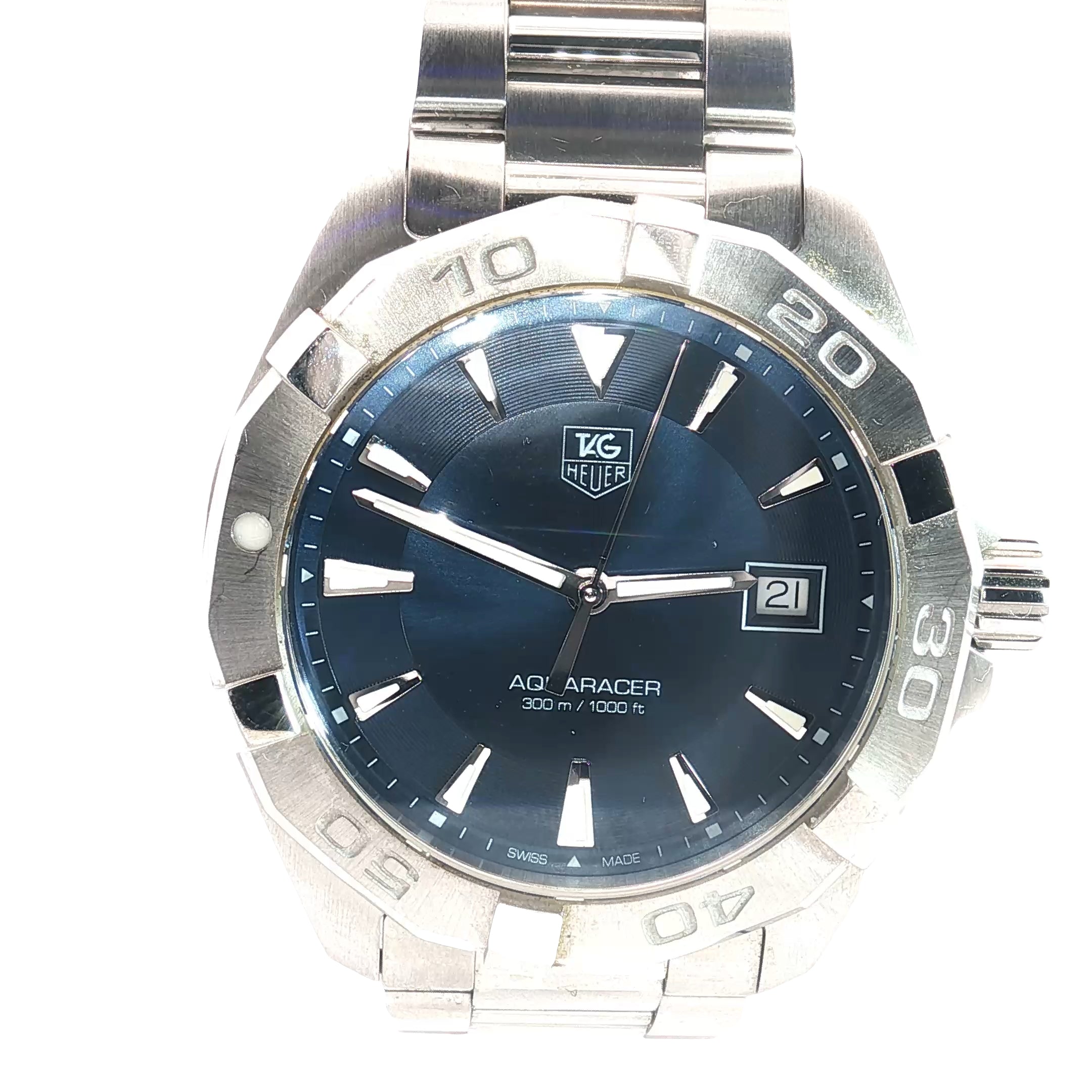 Pre-Owned Tag Heuer Aqua Racer / Blue Dial / 300M / 41mm/ Quartz/ Stainless Steel/ Date/ Year 2018