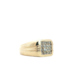 14k Yellow Gold 1.15ct G SI1 Round Diamond Men's Ring