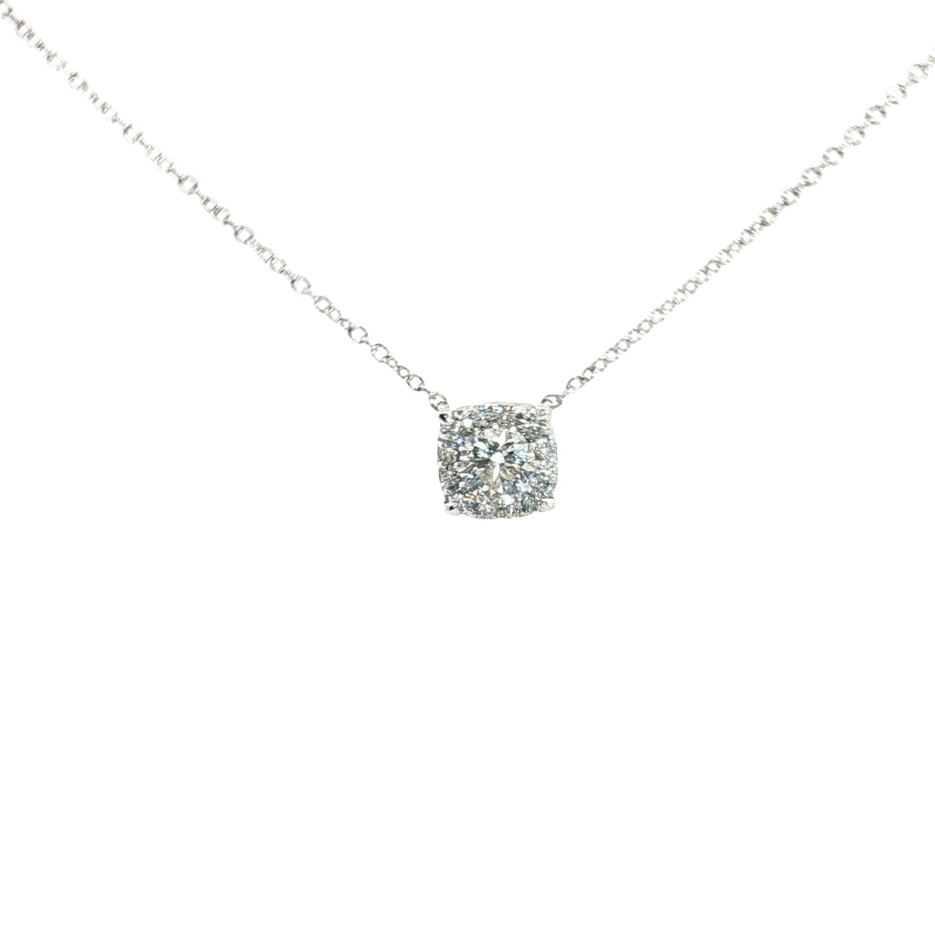 18k White Gold .75ct F VS2 Round Diamond Solitaire Necklace