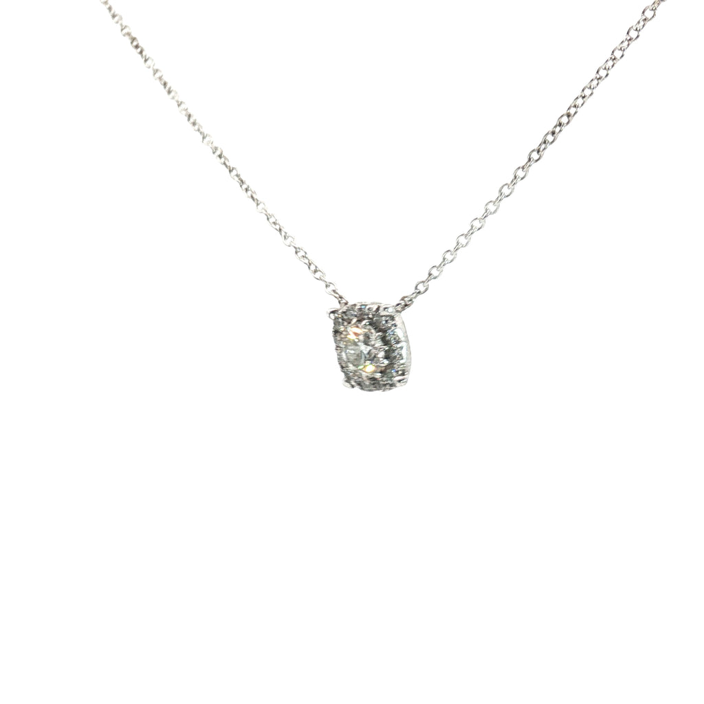 18k White Gold .75ct F VS2 Round Diamond Solitaire Necklace