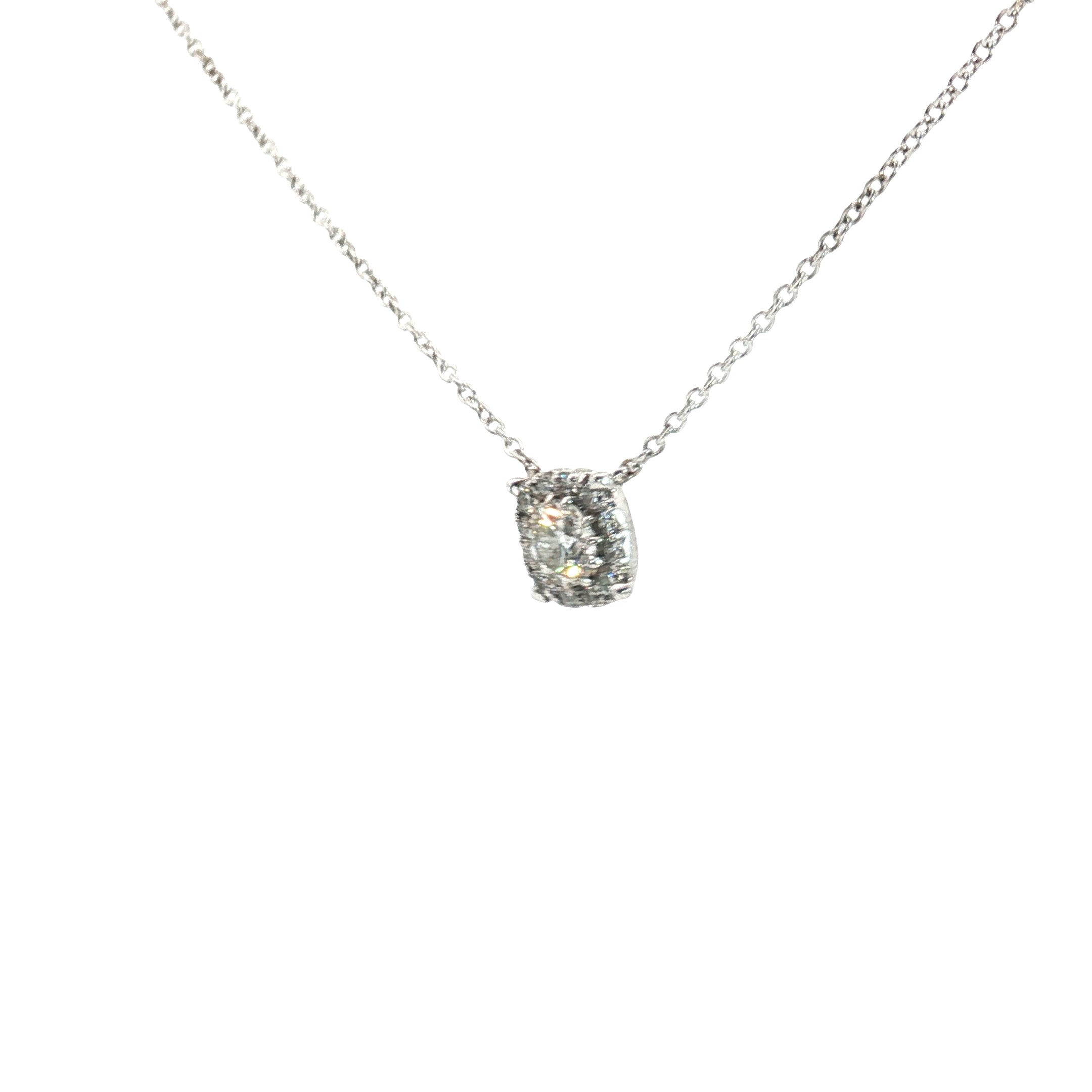 18k White Gold .75ct F VS2 Round Diamond Solitaire Necklace