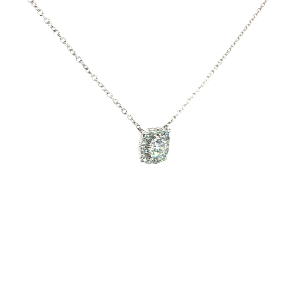 18k White Gold .75ct F VS2 Round Diamond Solitaire Necklace