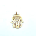 14k Yellow Gold .05ct Round Diamond Khamsa / Evil Eyes/ Peace Sign/ Horse Shoe/ Star Moon/ 2 Leaf Clover Pendant 4.6 gram 2"x1"