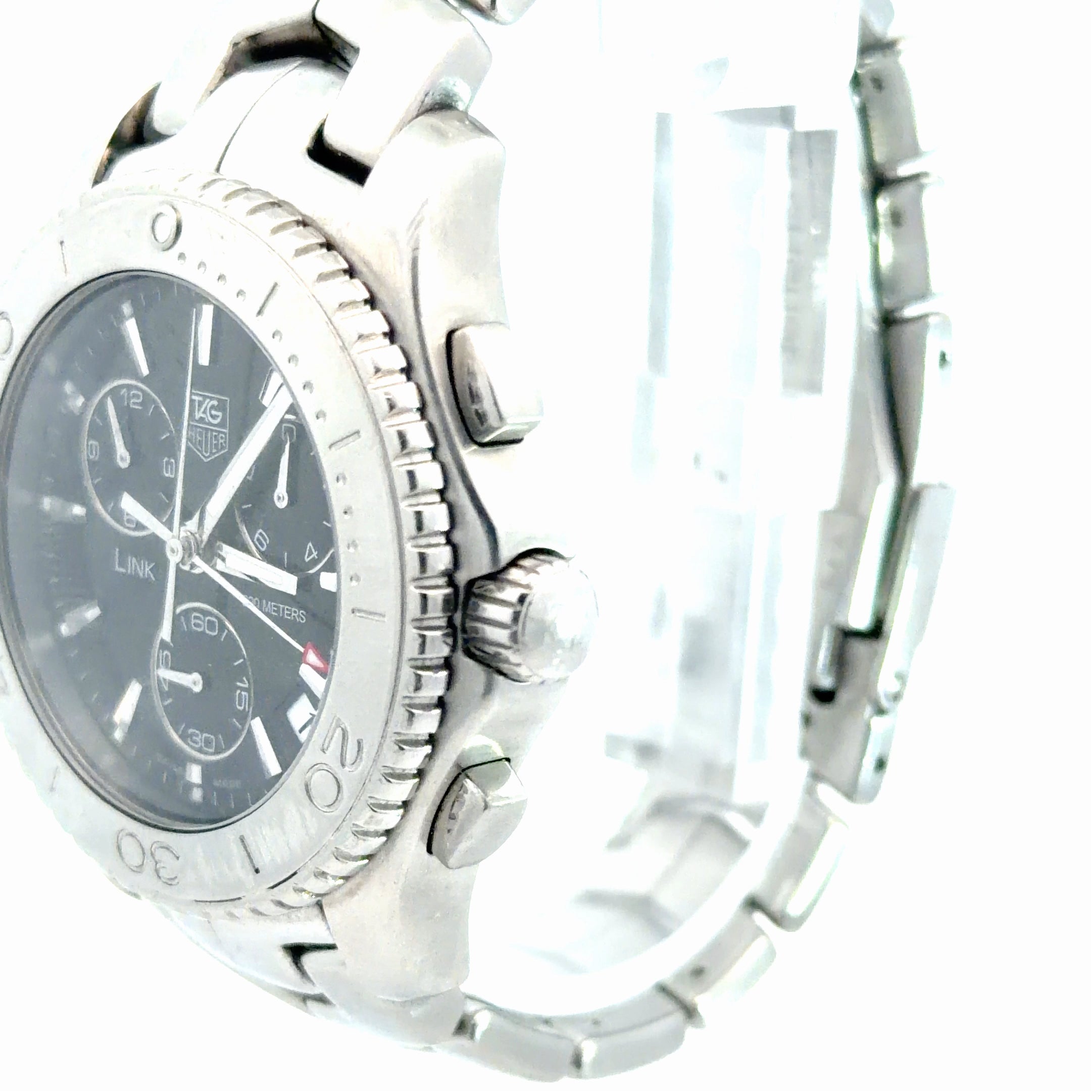 Pre-Owned Tag Heuer Link Watch / Stainless Steel/ CJ1110-BA0576/ 200 Meters / 42mm/ Black Dial/ Silver Band/ Year 2007 Watch