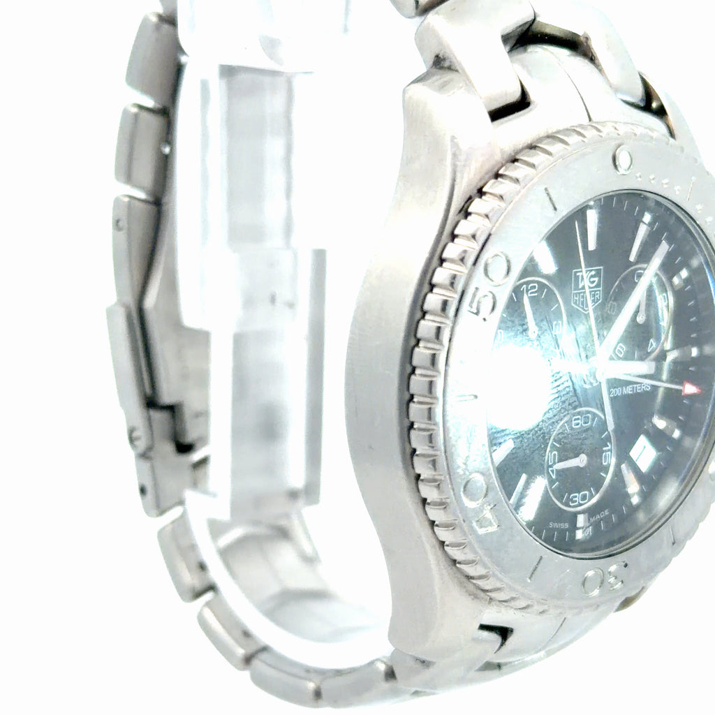 Pre-Owned Tag Heuer Link Watch / Stainless Steel/ CJ1110-BA0576/ 200 Meters / 42mm/ Black Dial/ Silver Band/ Year 2007 Watch