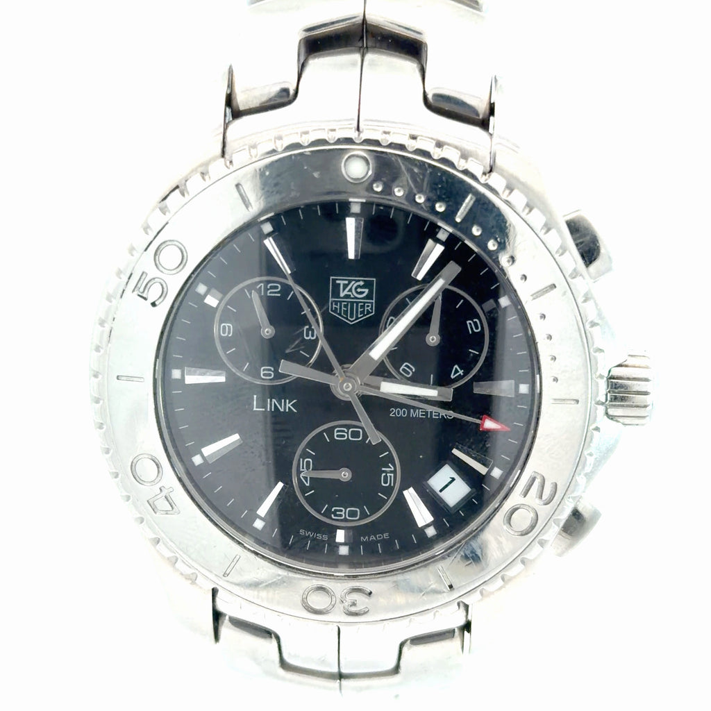 Pre-Owned Tag Heuer Link Watch / Stainless Steel/ CJ1110-BA0576/ 200 Meters / 42mm/ Black Dial/ Silver Band/ Year 2007 Watch