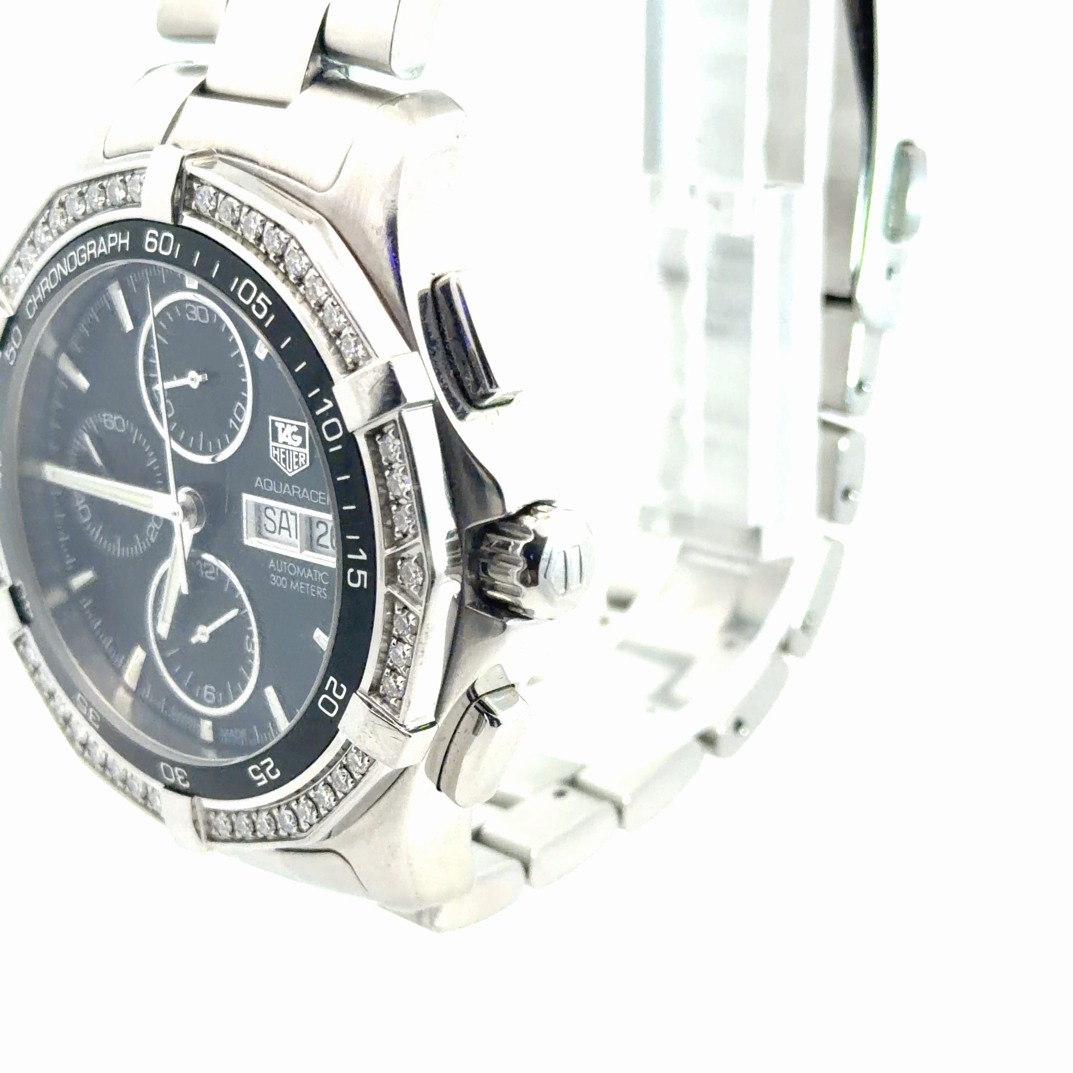 Pre-Owned Tag Heuer Aqua Racer Watch / Stainless Steel/ 300m/ 43mm/ CAF2014/ Black Dial as