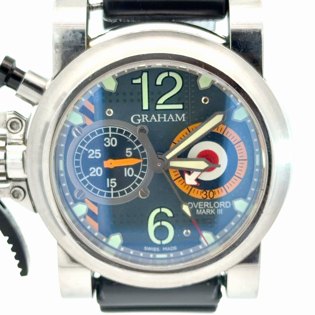 Pre-Owned Graham Overlord Mark Lii Chrono fighter / Automatic/ Steel/ Rubber Band/ 47 mm/ Year 2015 Watch