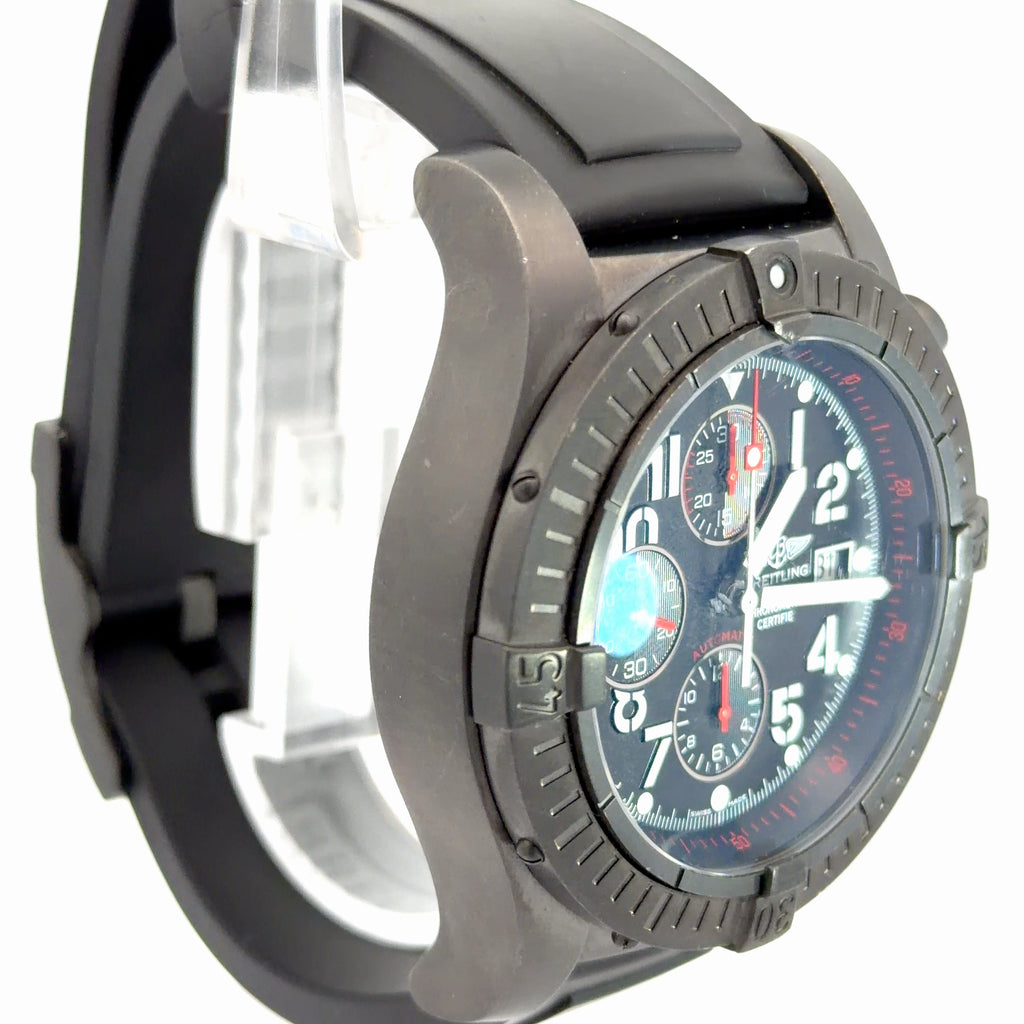 Pre-Owned Super Avenger Black Breitling Watch/ Black Rubber Strap/ Date