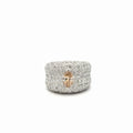 14k White Gold 3.00ct H VS2 Round Diamond 16mm/ 1.03ct VS1 Marquise Fancy Brown-Yellow Natural Pave Ring Certified By GIA # 5171146306