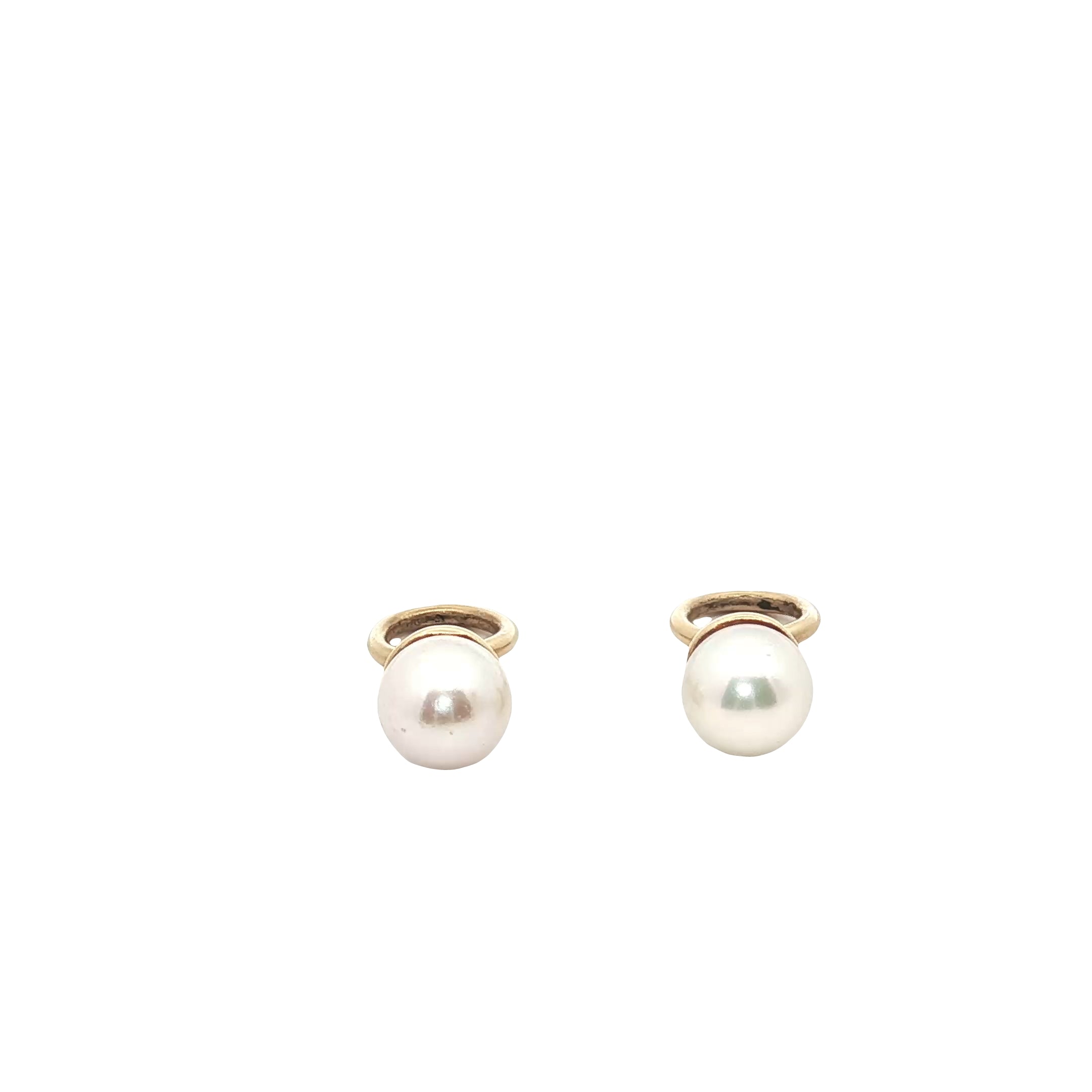 14k Yellow Gold Pearl Hoop Charms Earring