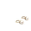 14k Yellow Gold Pearl Hoop Charms Earring
