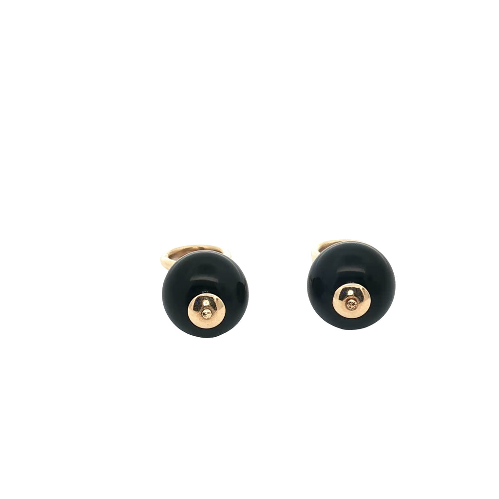 14k Yellow Gold Onyx Hoop Charm For Earrings