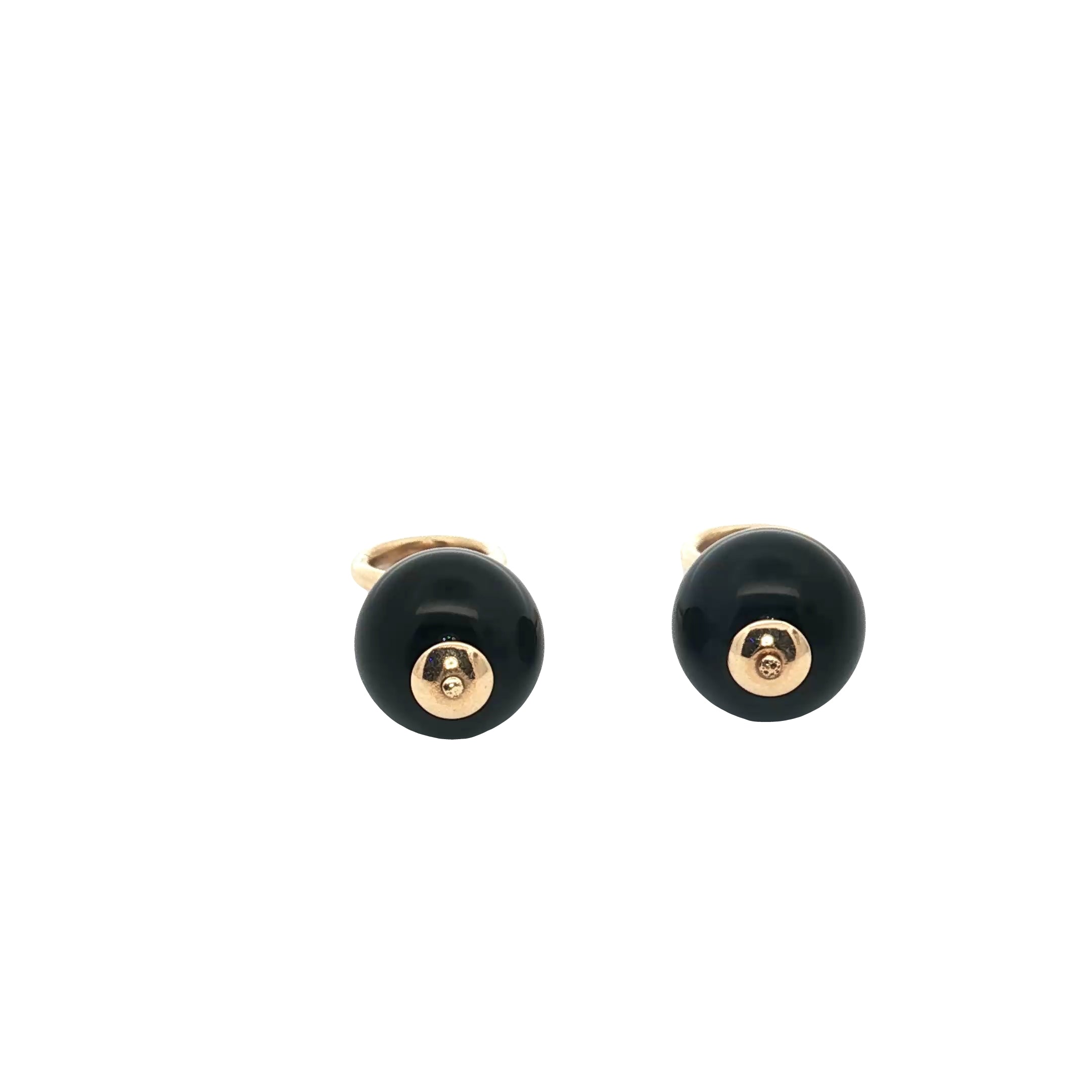 14k Yellow Gold Onyx Hoop Charm For Earrings