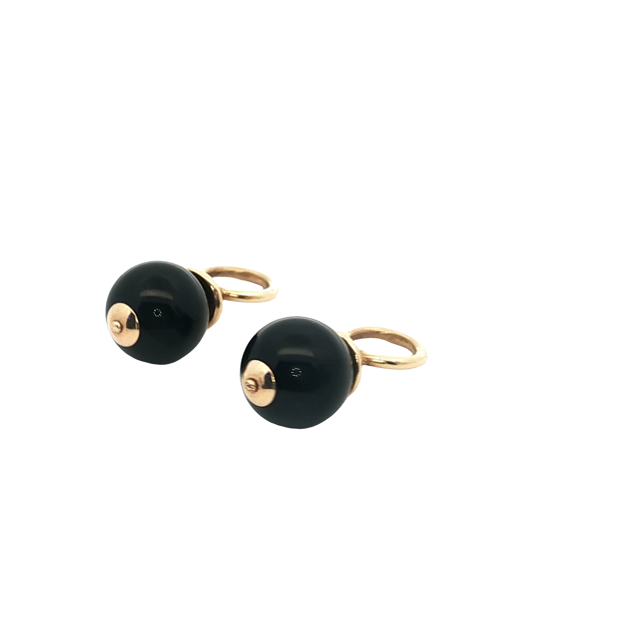 14k Yellow Gold Onyx Hoop Charm For Earrings