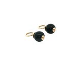 14k Yellow Gold Onyx Hoop Charm For Earrings