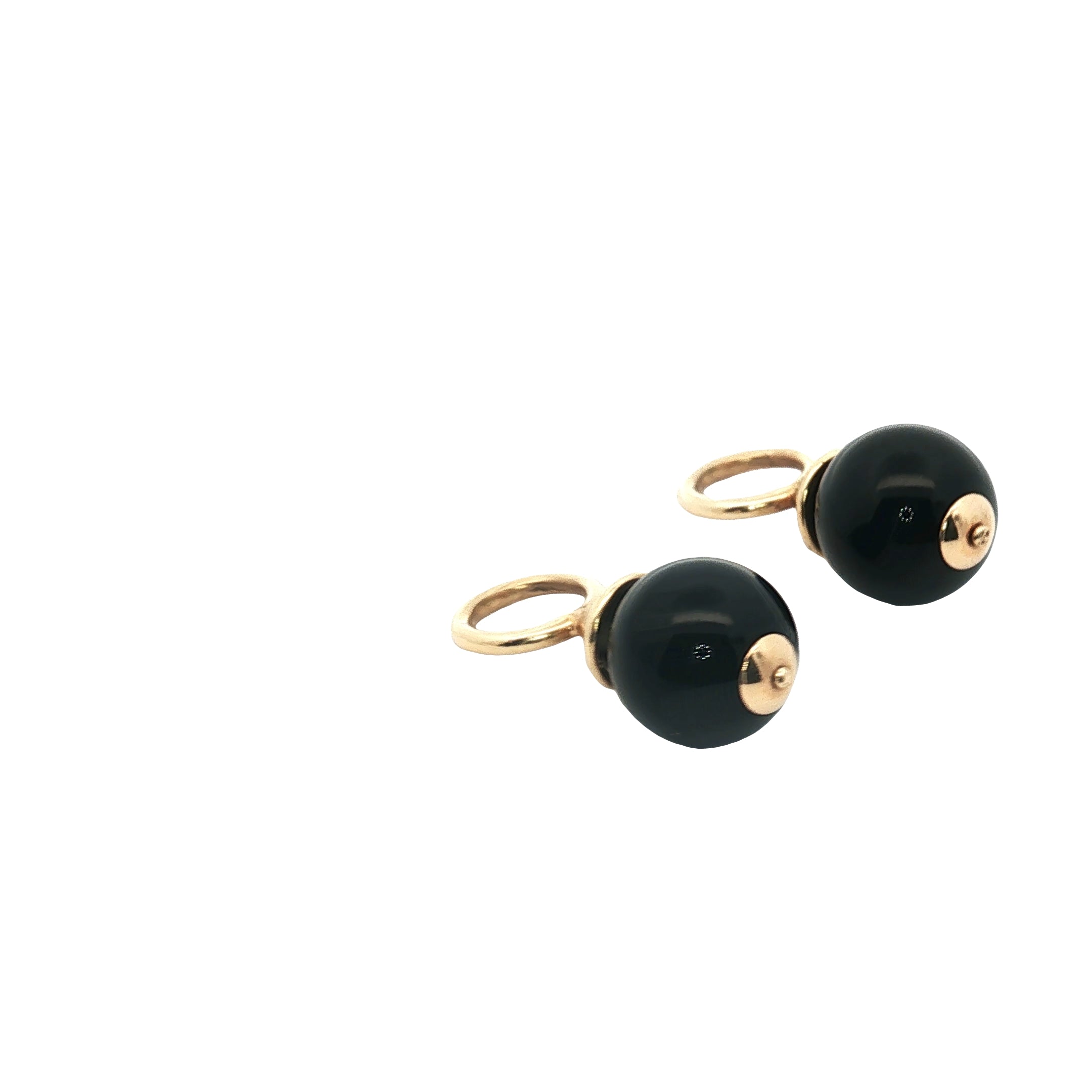 14k Yellow Gold Onyx Hoop Charm For Earrings
