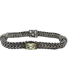 Pre-Owned Batu Sari 18k Yellow Gold/ Sterling Silver with (3) Lemon Citrine Stone Bracelet 8" inch Size M