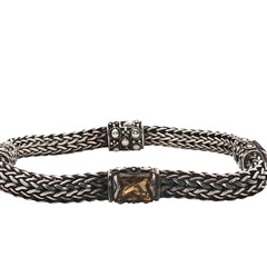 Pre-Owned Batu Sari 18k Yellow Gold and Sterling Silver with (3) Citrine Stone Bracelet 8"inch Size M