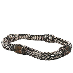 Pre-Owned Batu Sari 18k Yellow Gold and Sterling Silver with (3) Citrine Stone Bracelet 8"inch Size M