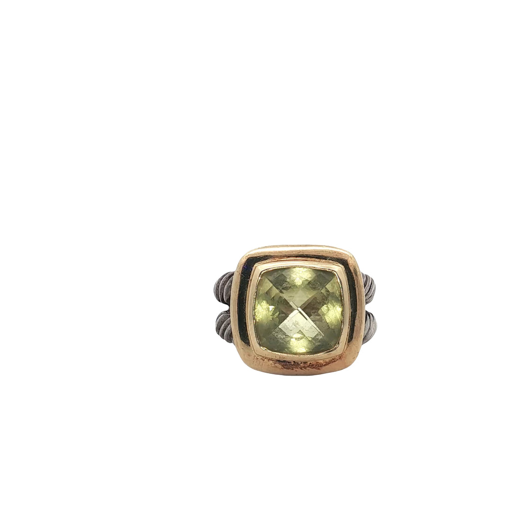 Pre-Owned David Yurman Albion Ring 18k Yellow Gold /Sterling Silver with Cushion Champagne Citrine Stone Size 6