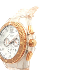 Pre-Owned Techno Marine Geneve with Gold and Clear Silicone Rubber Strap along with Pink Silicone Strap Watch